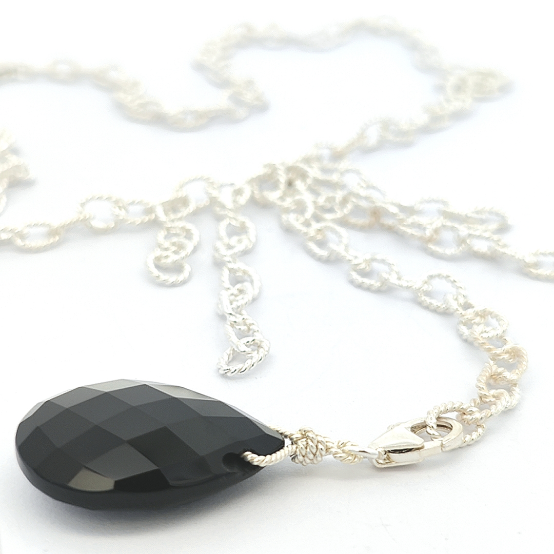 Black Onyx Necklace, Sterling Silver Necklace, Onyx Necklace, Faceted Onyx hotsell Necklace, Silver Necklace, Long Silver Necklace, Black Y-Necklace